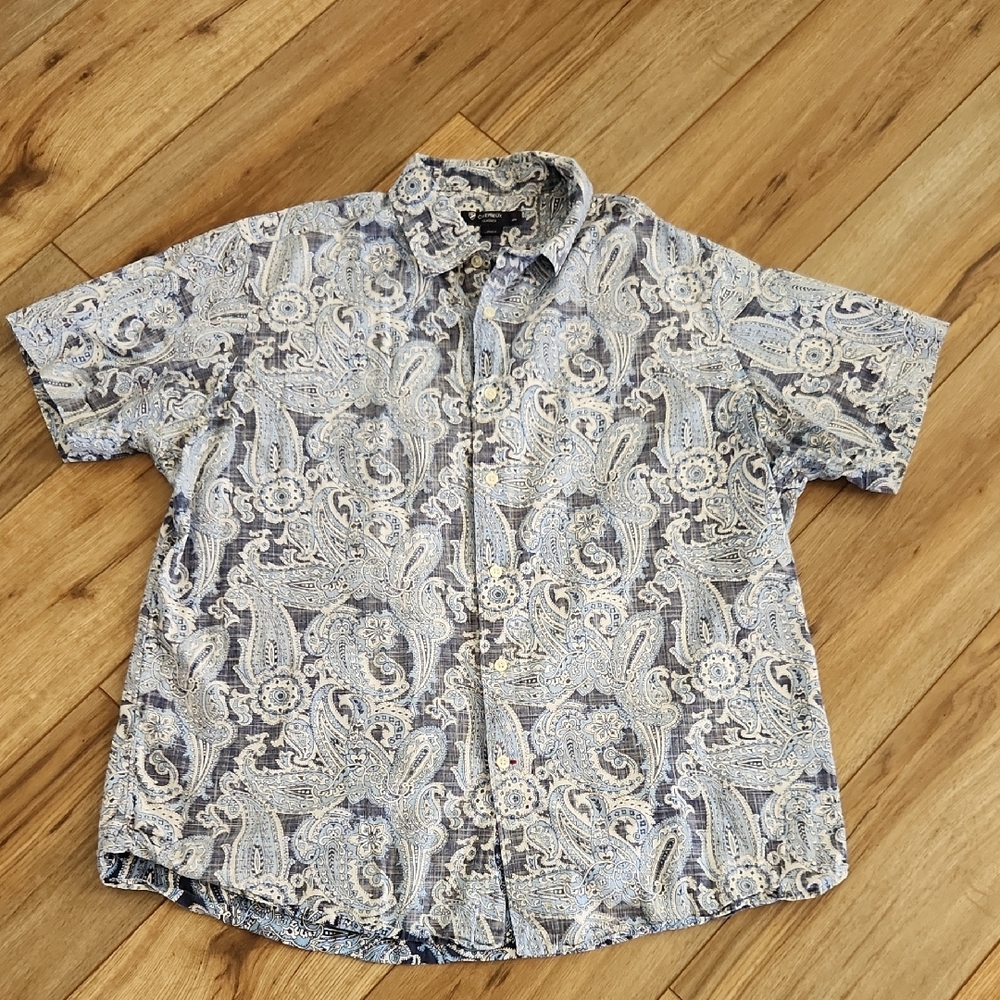Daniel Cremieux Classics Blue and White Paisley Button Down Shirt Size XL